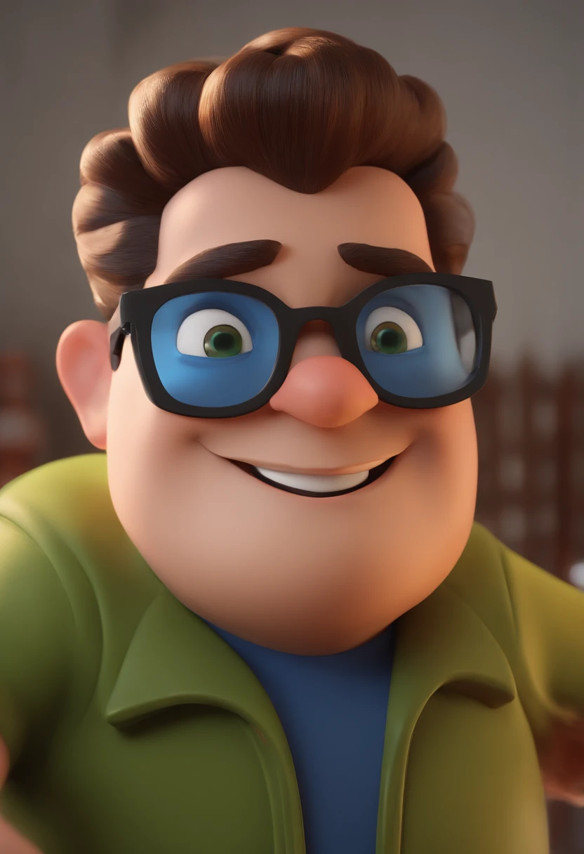 Cartoon character of a man with black glasses and a blue shirt, animation character, Caractere estilizado, animation style rendering, 3D estilizado, Arnold Maya render, 3 d render stylized, toon render keyshot, Personagem 3D, Personagem 3D, 3d rendering stylized, 3 d character render, personagem de desenho animado, Personagem de close up, Pose de personagem, (Estilo Pixar) (master part:1.2) (Bokeh) (best quality) (pele detalhada) (textura detalhada) (8k) (argila) (Cinematic lighting) (foco nítido