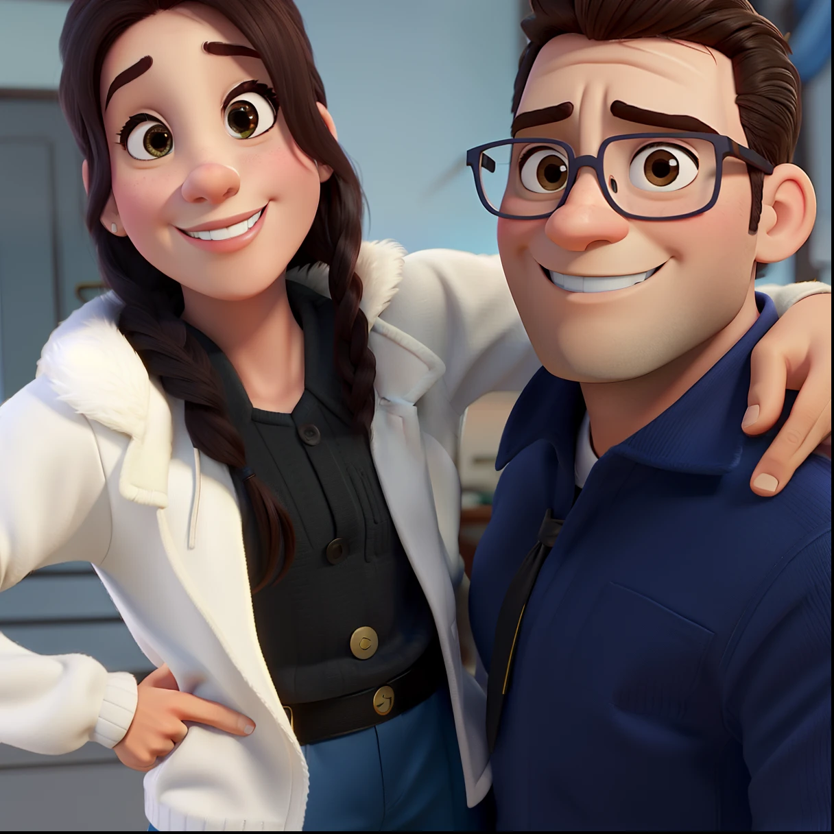 casal homem e mulher no estilo Disney Pixar, alta qualidade, melhor qualidade