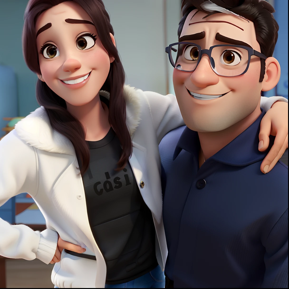 casal homem e mulher no estilo Disney Pixar, alta qualidade, melhor qualidade