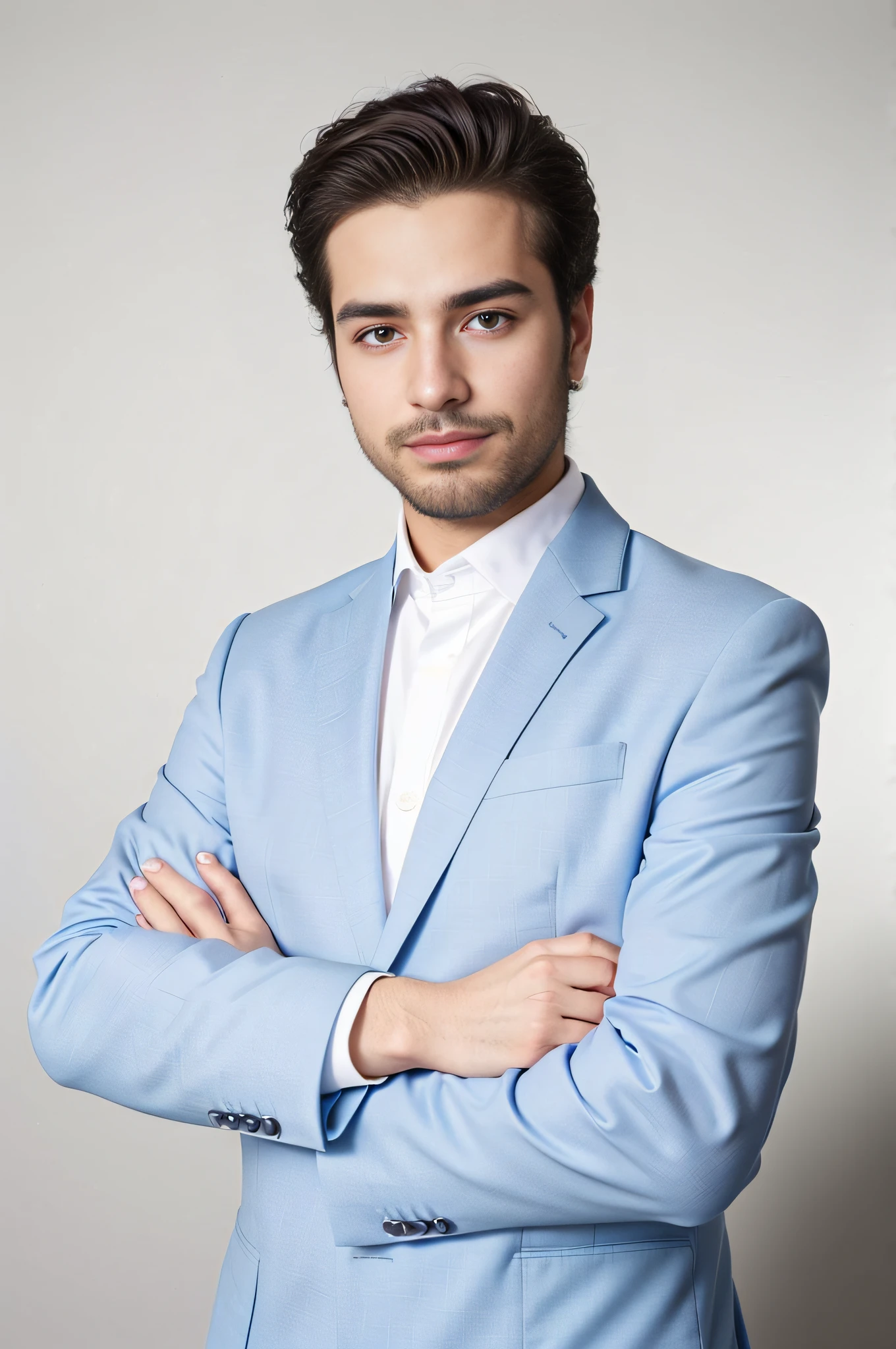 A closeup of a man in a blue suit with his arms crossed, foto de perfil profissional, alessandro bavari, Condutor de Ene, foto de perfil headshot, sebastian luca, Ahmad Merheb, Farid Ghanbari, Hicham Habchi, andreas rochas, Christian Dimitrov, Raphael Lecoste, inspirado em Cristache Gheorghiu, Alessandro Barbucci placeholder image