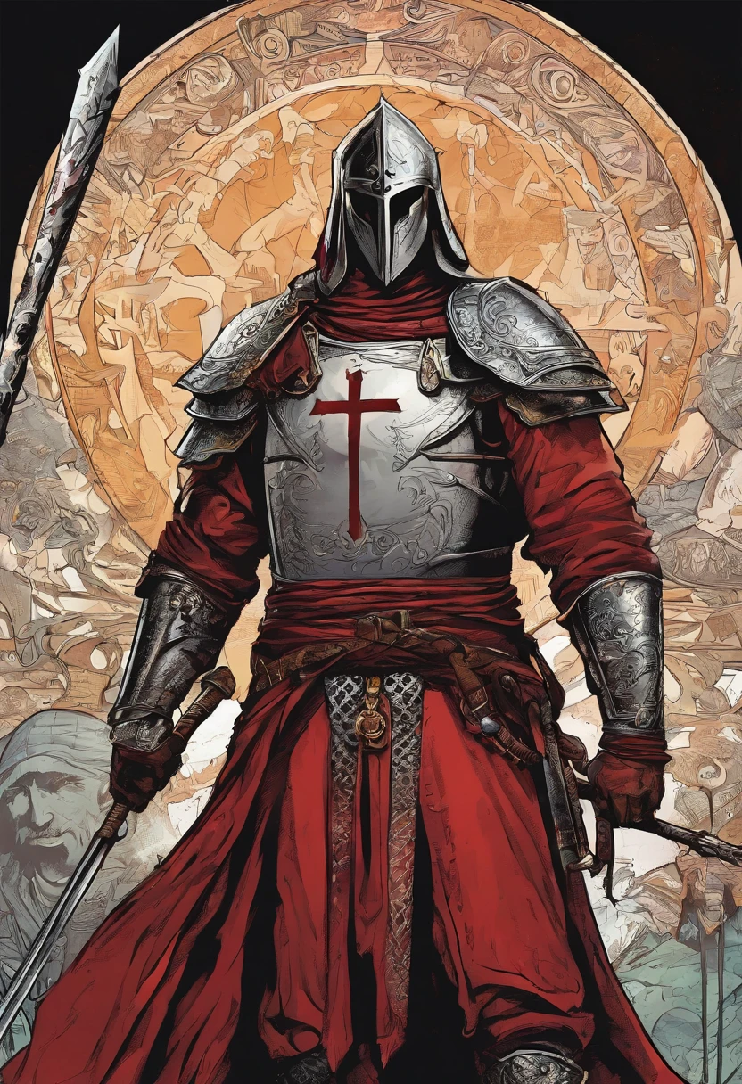 Templar warrior dark red cross