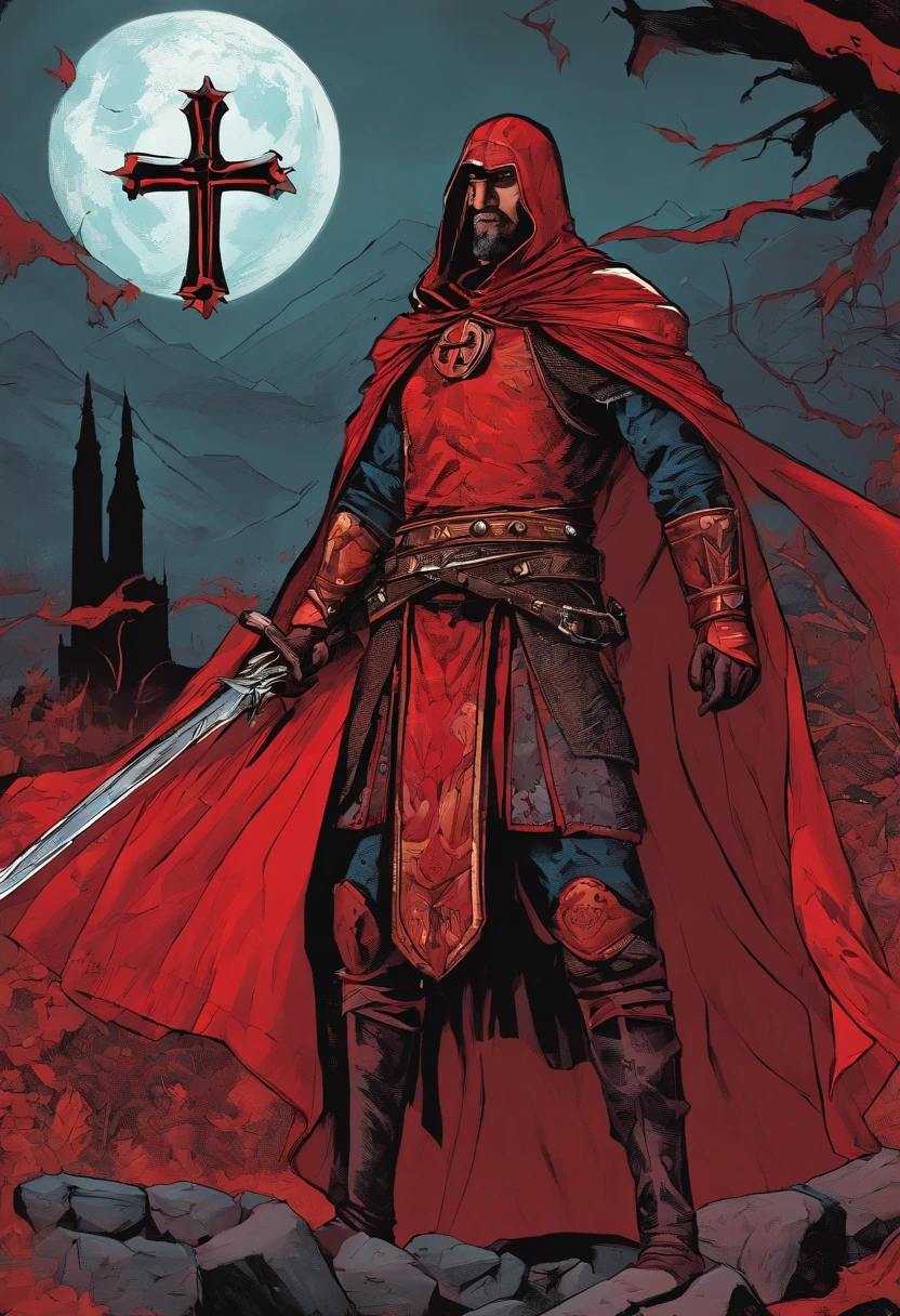 Templar warrior dark red cross