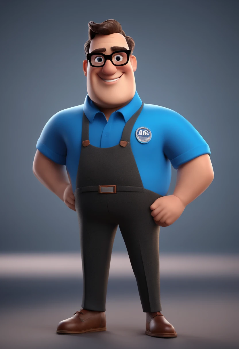 Cartoon character of a man with black glasses and a blue shirt, animation character, Caractere estilizado, animation style rendering, 3D estilizado, Arnold Maya render, 3 d render stylized, toon render keyshot, Personagem 3D, Personagem 3D, 3d rendering stylized, 3 d character render, personagem de desenho animado, Personagem de close up, Pose de personagem, (Estilo Pixar) (master part:1.2) (Bokeh) (best quality) (pele detalhada) (textura detalhada) (8k) (argila) (Cinematic lighting) (foco nítido