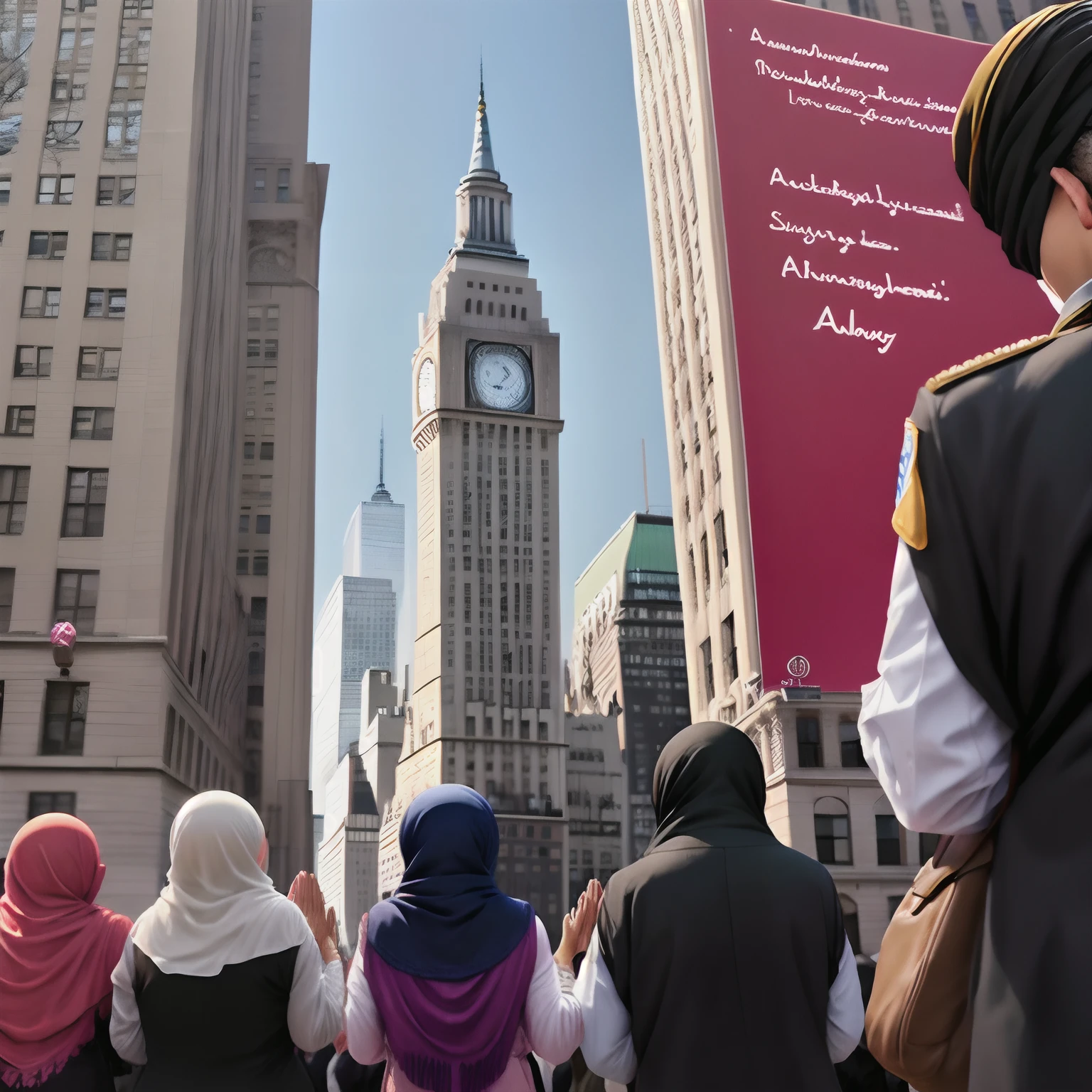 City Hall NYC with Muslims praying