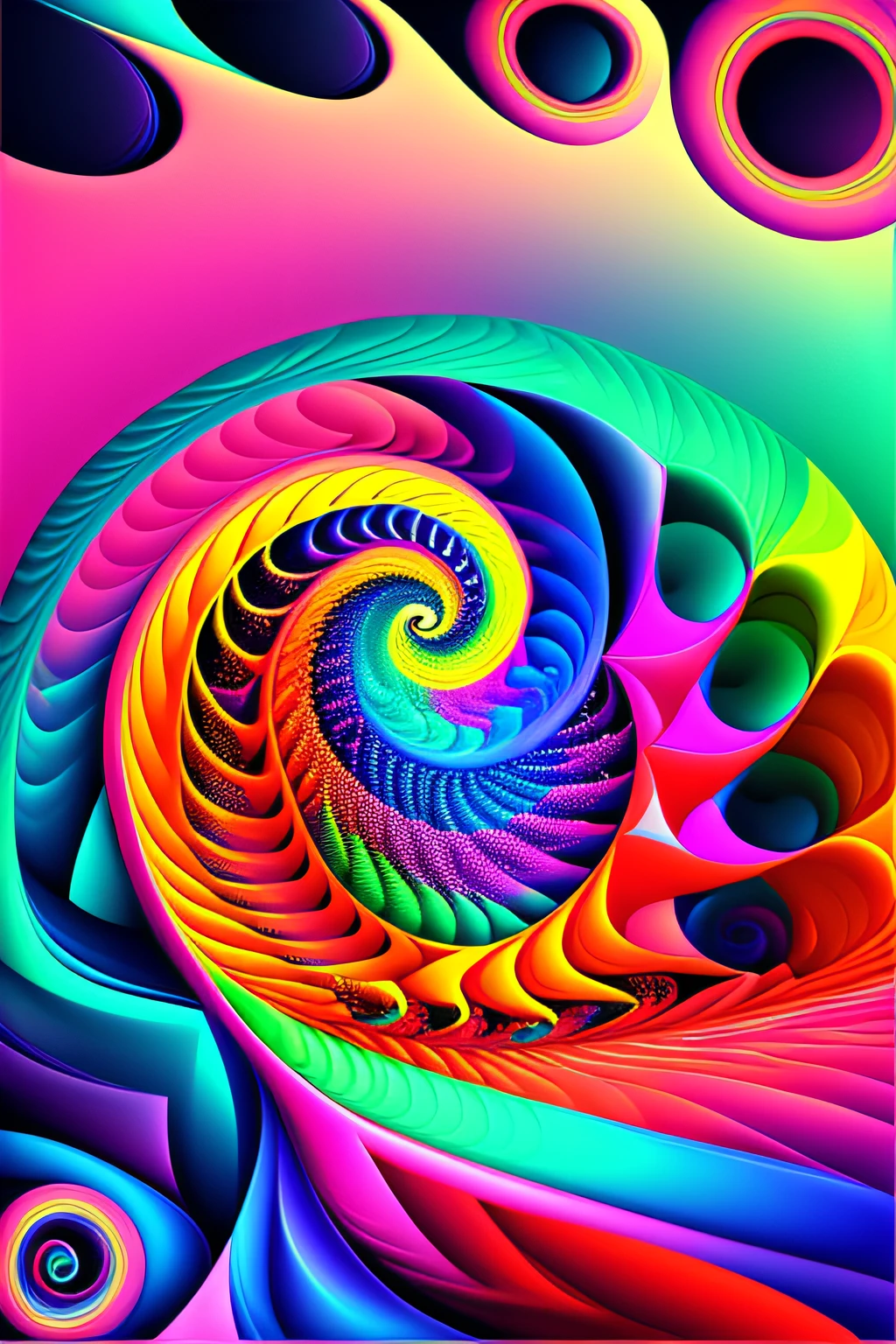 In an imaginary world of colorful and eternal distorted spirals, a psychedelic and magnificent vision$