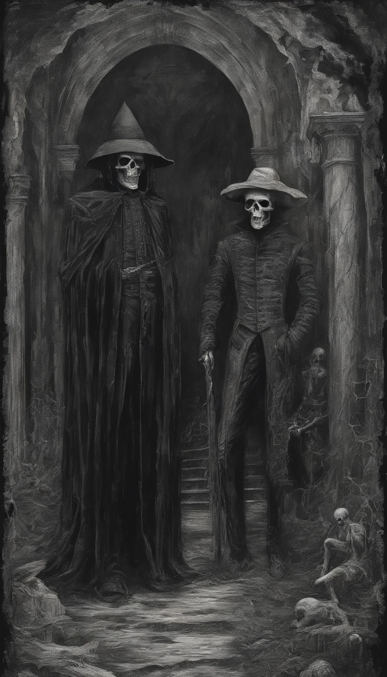 Illustrate the emotive moment when the brave traveler engages in conversation with the Headless Man, showing empathy and a sense of understanding and kindness.