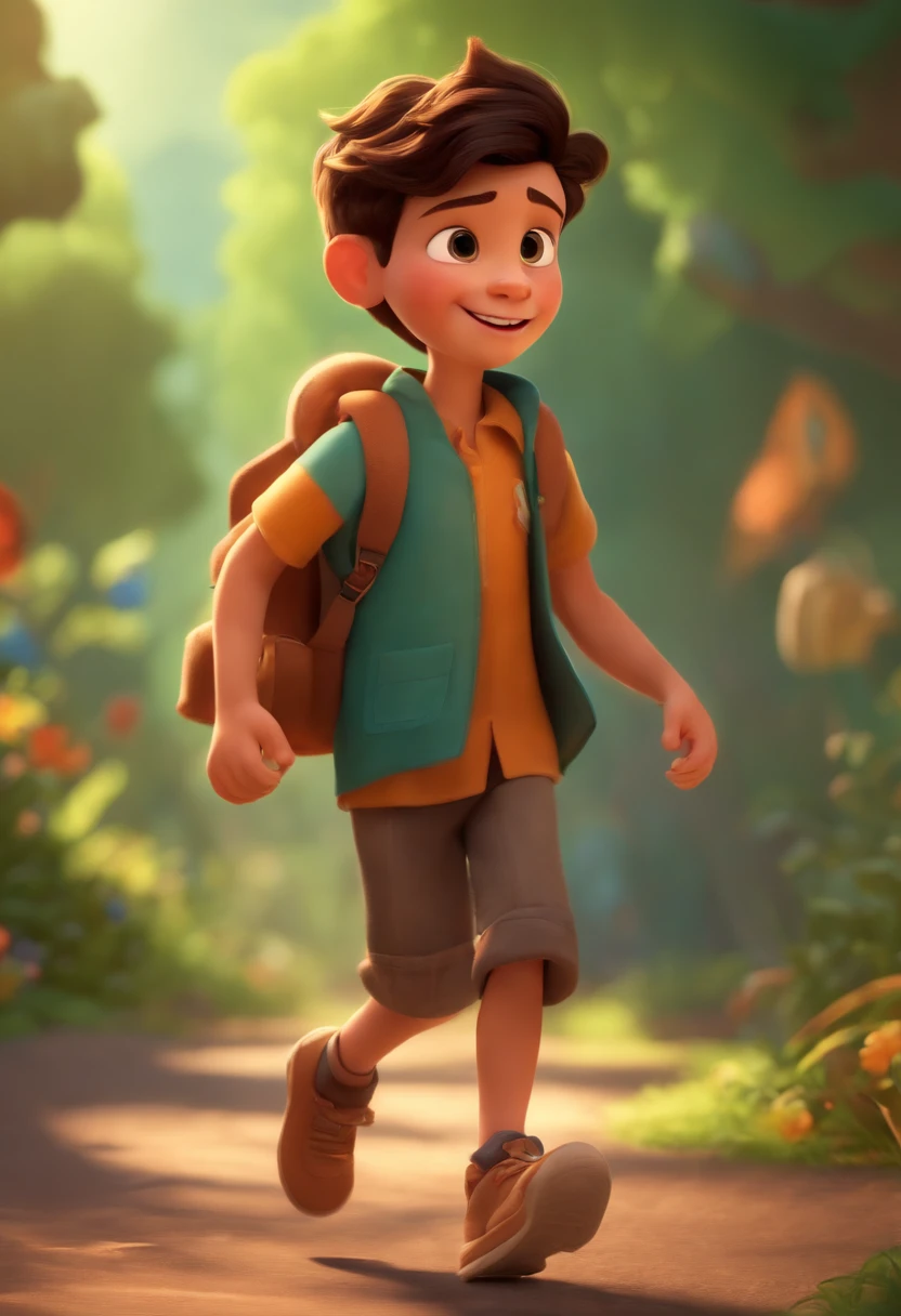 Image of a boy for a story in a YouTube video in Pixar format, He's the  allabester, He's the class leader, He's outgoing, Playful and gets up for a lot of things