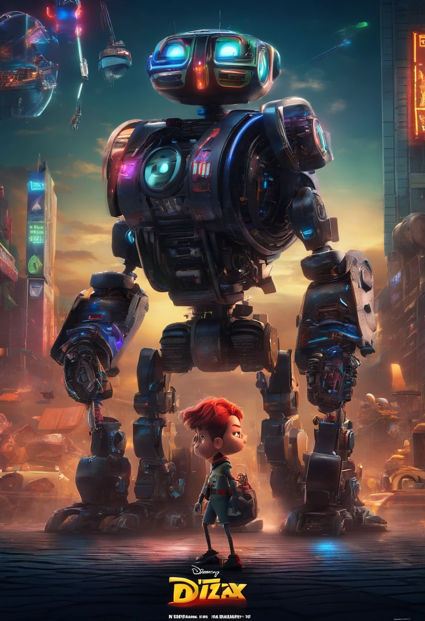 Um filme inspirado na Disney Pixar (MENINA NEGRA JOVEM COM CABELO LONGO CACHEADO PRETO) dentro A cena estar na arte distinta do estilo PIXAR, 42-year-old man with beard wearing sports glasses and 2-year-old red-haired daughter with face dirty from crying tears, Disney Pixar poster style in high resolution