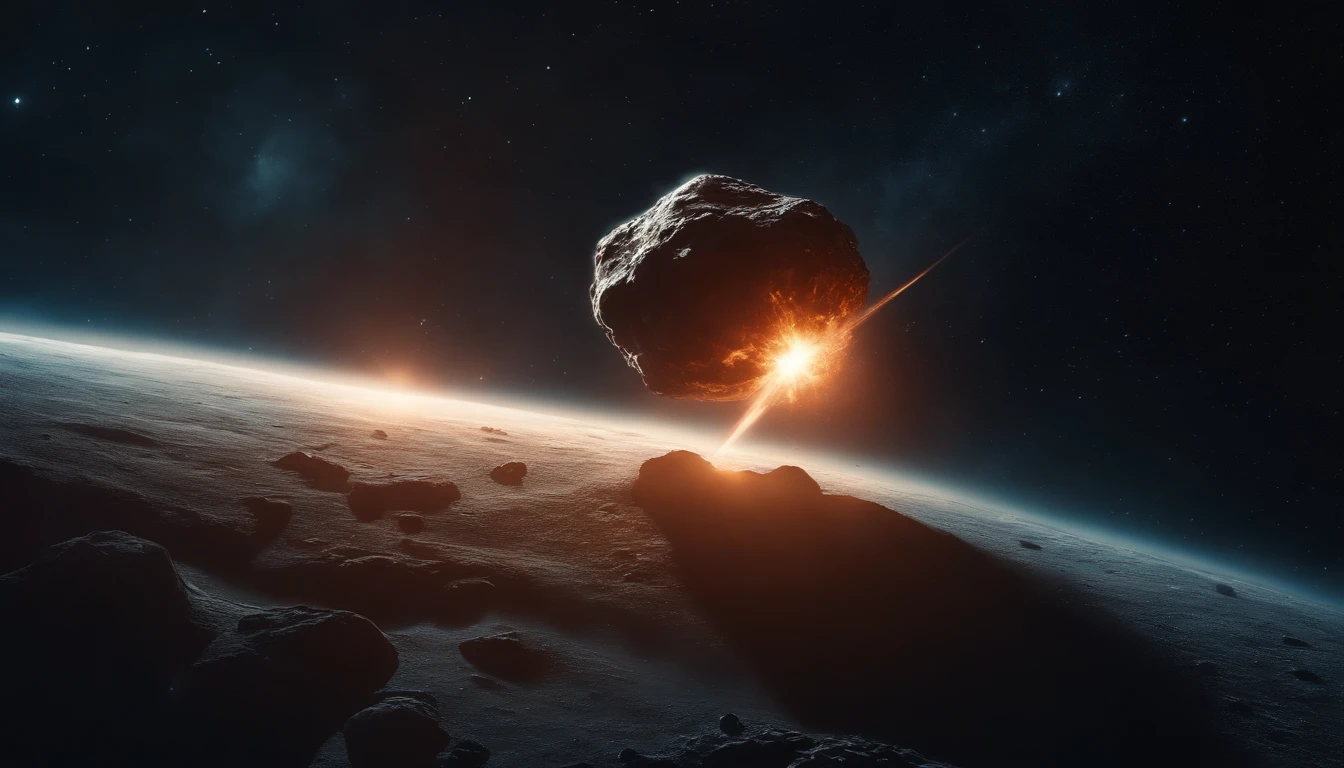 A meteor in space on the background of a super nova, Lovecraft style