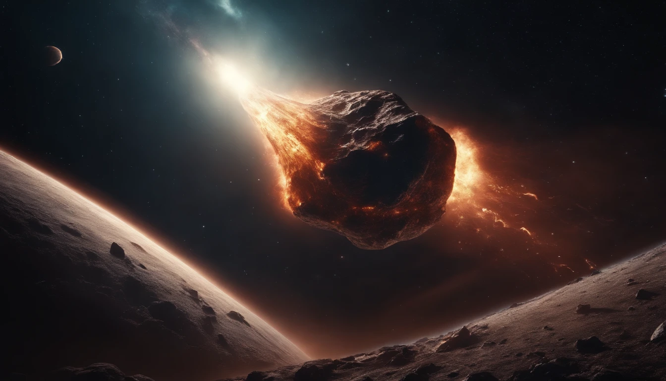 A meteor in space on the background of a super nova, Lovecraft style