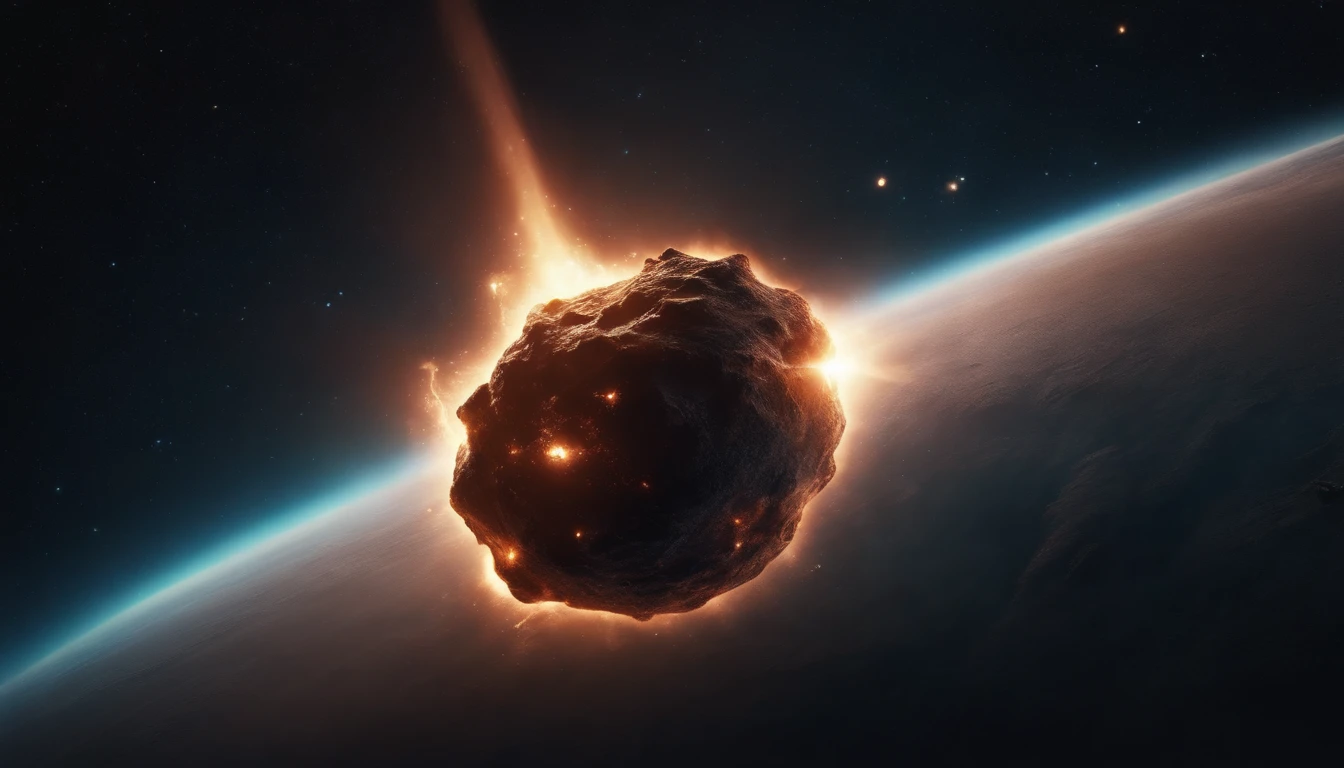 A meteor in space on the background of a super nova, Lovecraft style