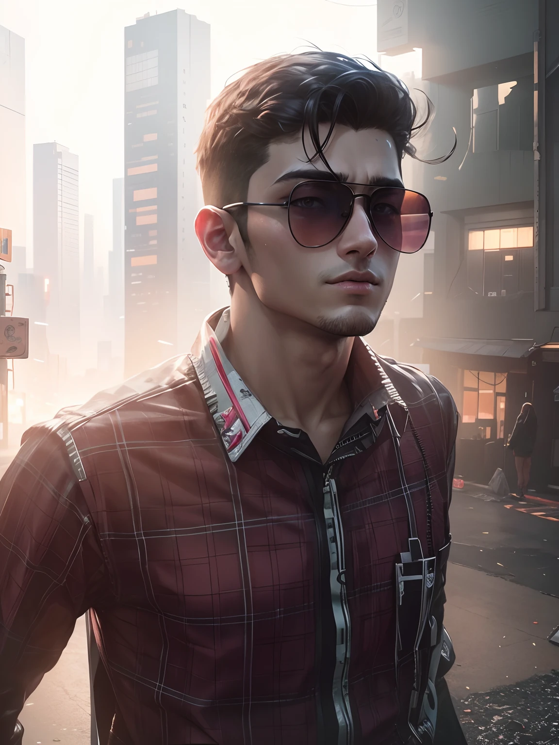 Change background, realistick face, 8k , anime, cyberpunk handsome boy, real face