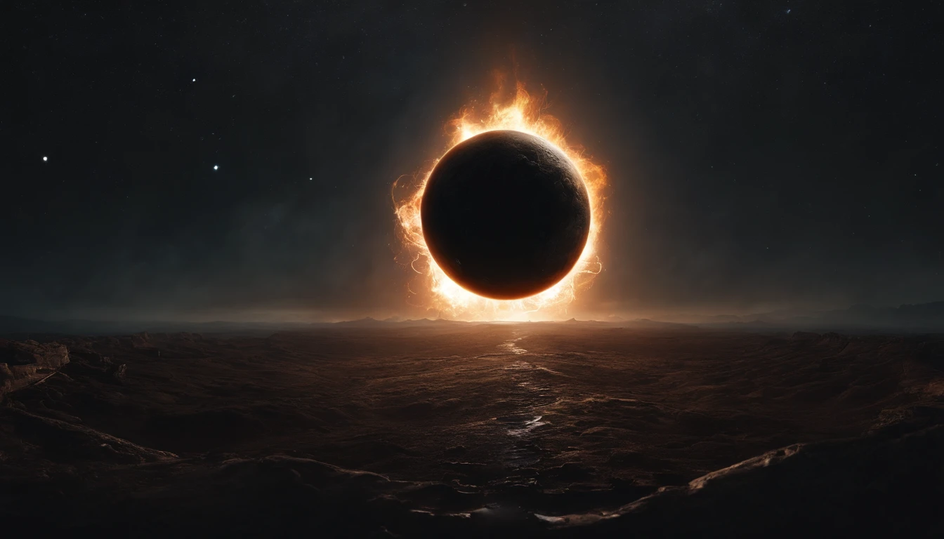 A meteor in space on the background of a super nova, Lovecraft style