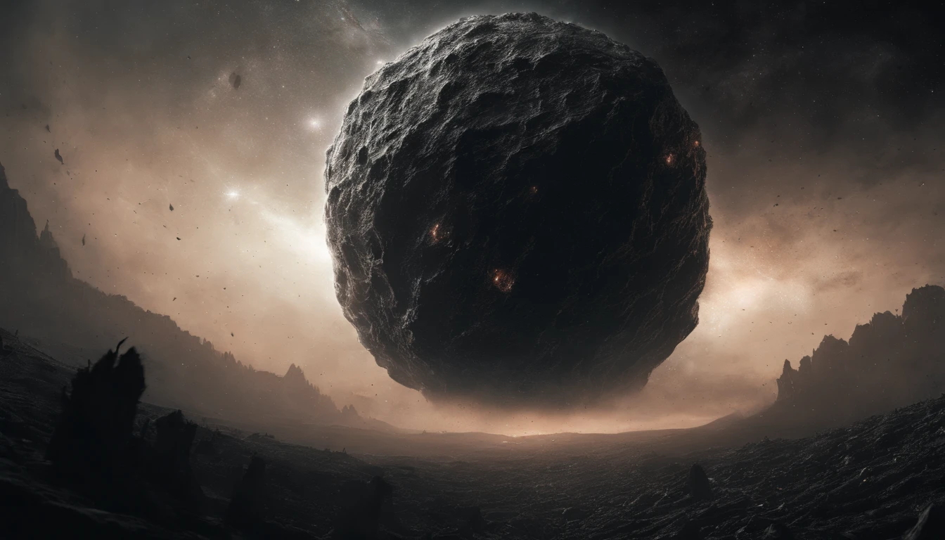 A meteor in space on the background of a super nova, Lovecraft style