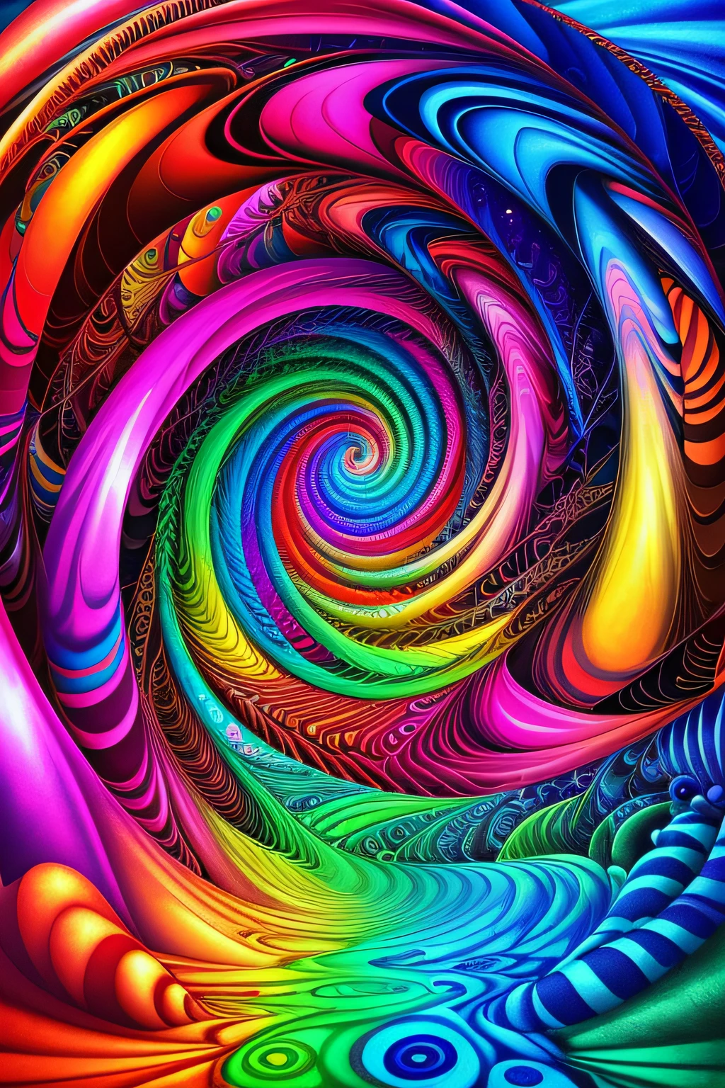 In an imaginary world of colorful and eternal distorted spirals, a psychedelic and magnificent trouble vision
