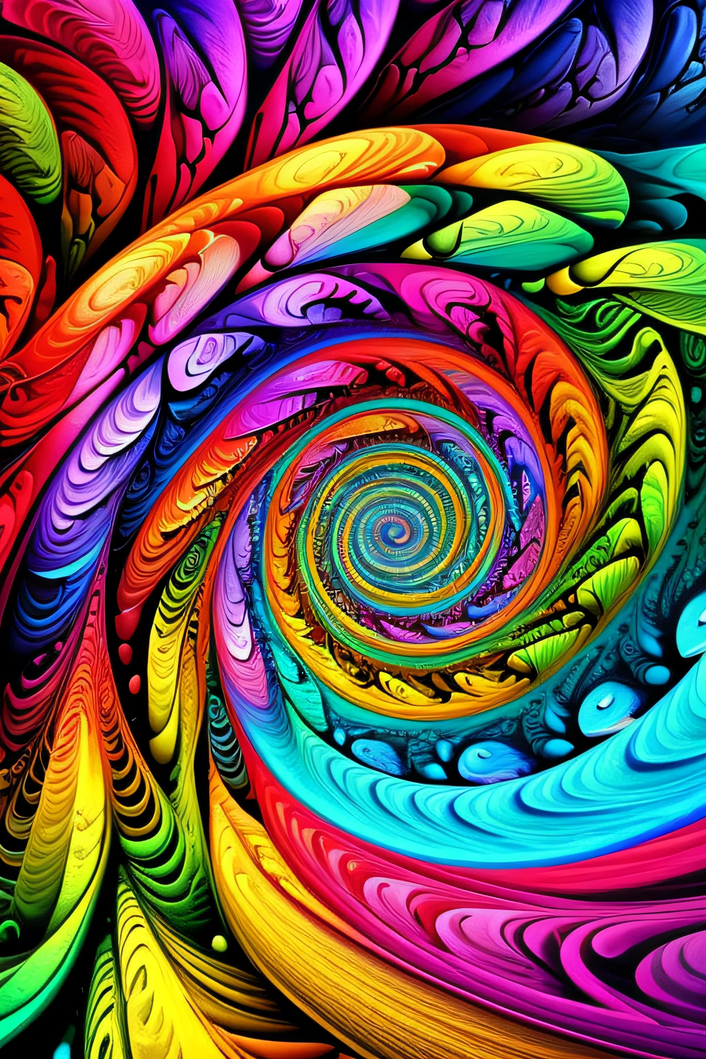 In an imaginary world of colorful and eternal distorted spirals, a psychedelic and magnificent trouble vision
