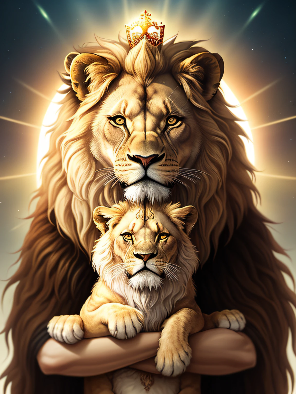 LION OF JUDAH, GUERREIRO, OLHANDO PARA O INFINITO, COM UM VALE AO FUNDO