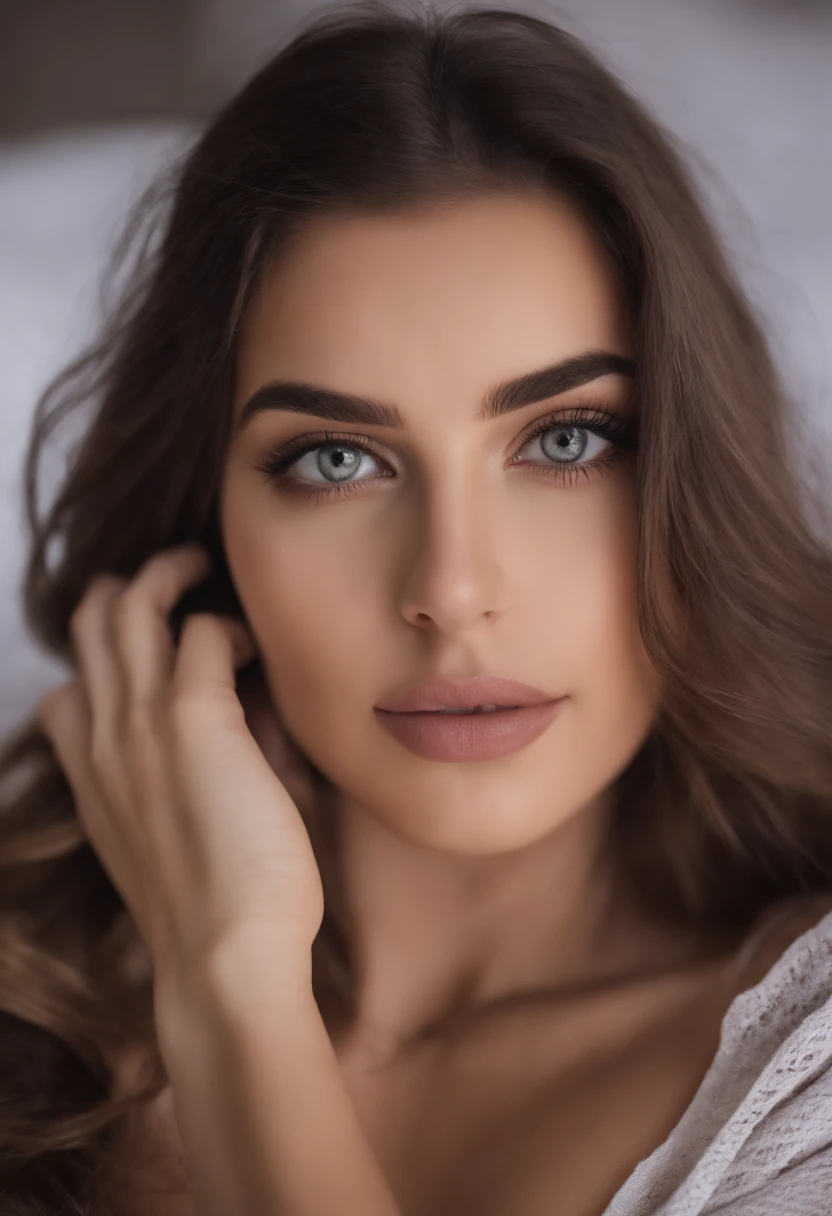 Arafed Mujer totalmente , Chica sexy con ojos azules, ultra realista, meticulosamente detallado, Retrato Sophie Mudd, cabello rubio y ojos grandes, selfie de una mujer joven, Ojos del dormitorio, Violeta Myers, sin maquillaje, Maquillaje natural, staring directly into camera, cara con artgram, maquillaje sutil, Impresionante foto de cuerpo completo arrodillado en la cama, En el dormitorio, Medium to large size bust; ; ;desnudo