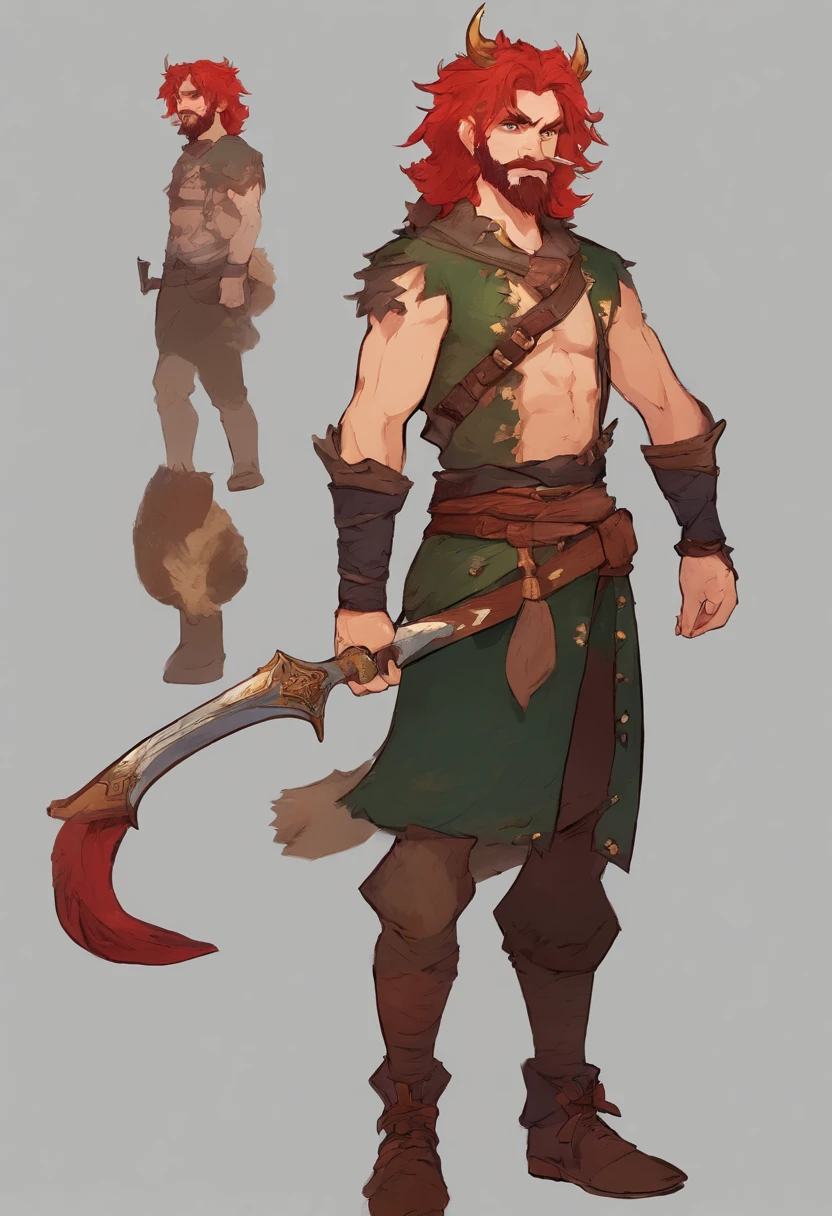 A dynamic full-body pose of a character,Strong 33-year-old men with purple hair and red beard wear over everything crown with black dots of fur THUMBS UP, Rei Midas usando um videogame , folha de caracteres, Fundo de castelos --AR 3:2,Poses de Personagens