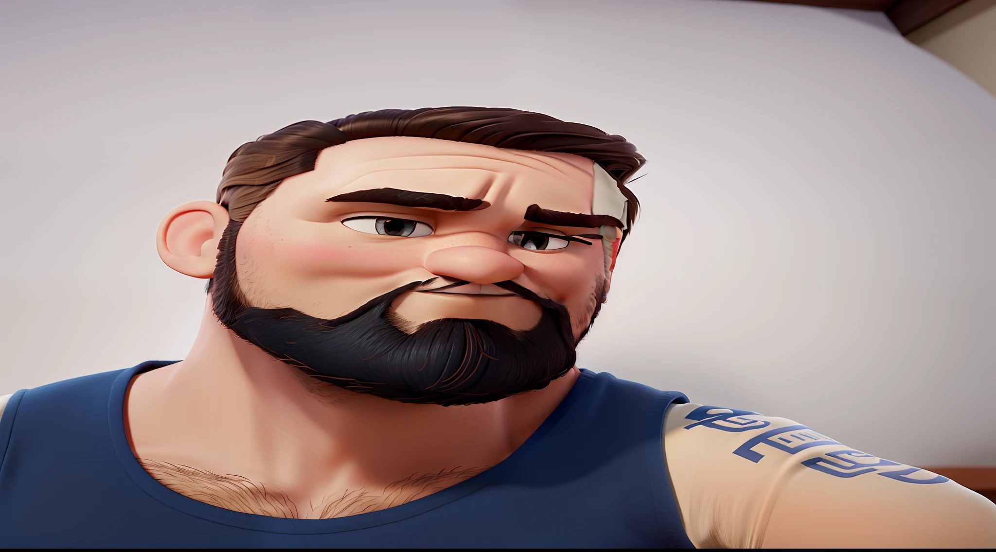 Um homem com barba, estilo Disney Pixar,alta qualidade, melhor qualidade