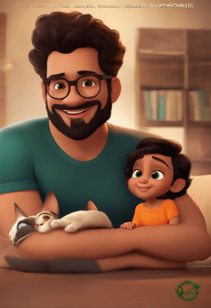 Pixar. Casal de namorados. Matheus tem 28 anos e tem cabelo curto e castanho e olhos castanhos, in addition to a short beard. He has a lean physique but with some muscles. Karina tem 28 anos, has medium-sized black hair, Dark eyes and wears glasses. They're with their two kittens. O primeiro tem cor preta e olhos amarelos, plus a thick black ass. O outro tem cor laranja e olhos verdes.