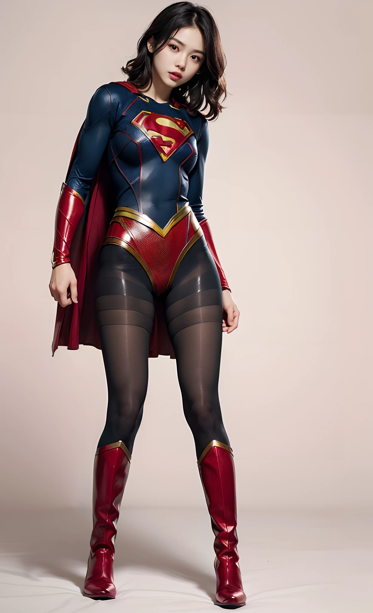 No background、(((Beautiful legs in black tights.)))、(((Legally express the beauty of your smile)))、((((Make the most of your original images)))、(((Supergirl Costume)))、(((ボディにフィットしたSupergirl Costume)))、(((Beautiful Hair)))、(((Smiles and winks)))、(((Please wear black tights....、Wear red boots)))、((Best image quality、8k))、((highest quality、8k、masterpiece:1.3))、(((Preserve background )))、Sharp focus:1.2、Beautiful woman with perfect figure:1.4、Slim Abs:1.2、Wet body:1.5、Highly detailed face and skin texture、8k