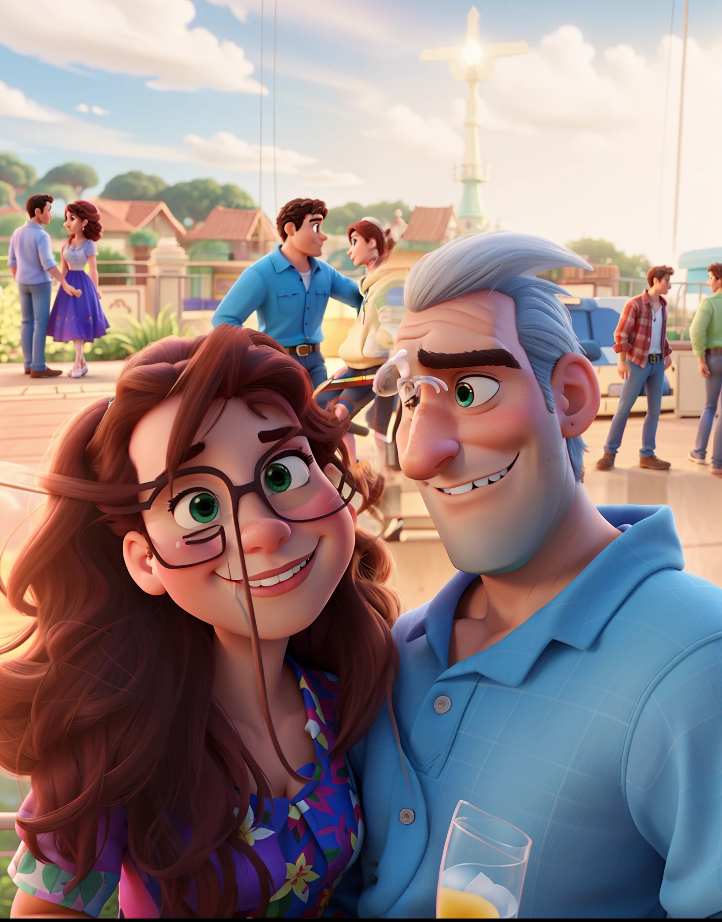 romantic couple, igual aos filmes Disney Pixar