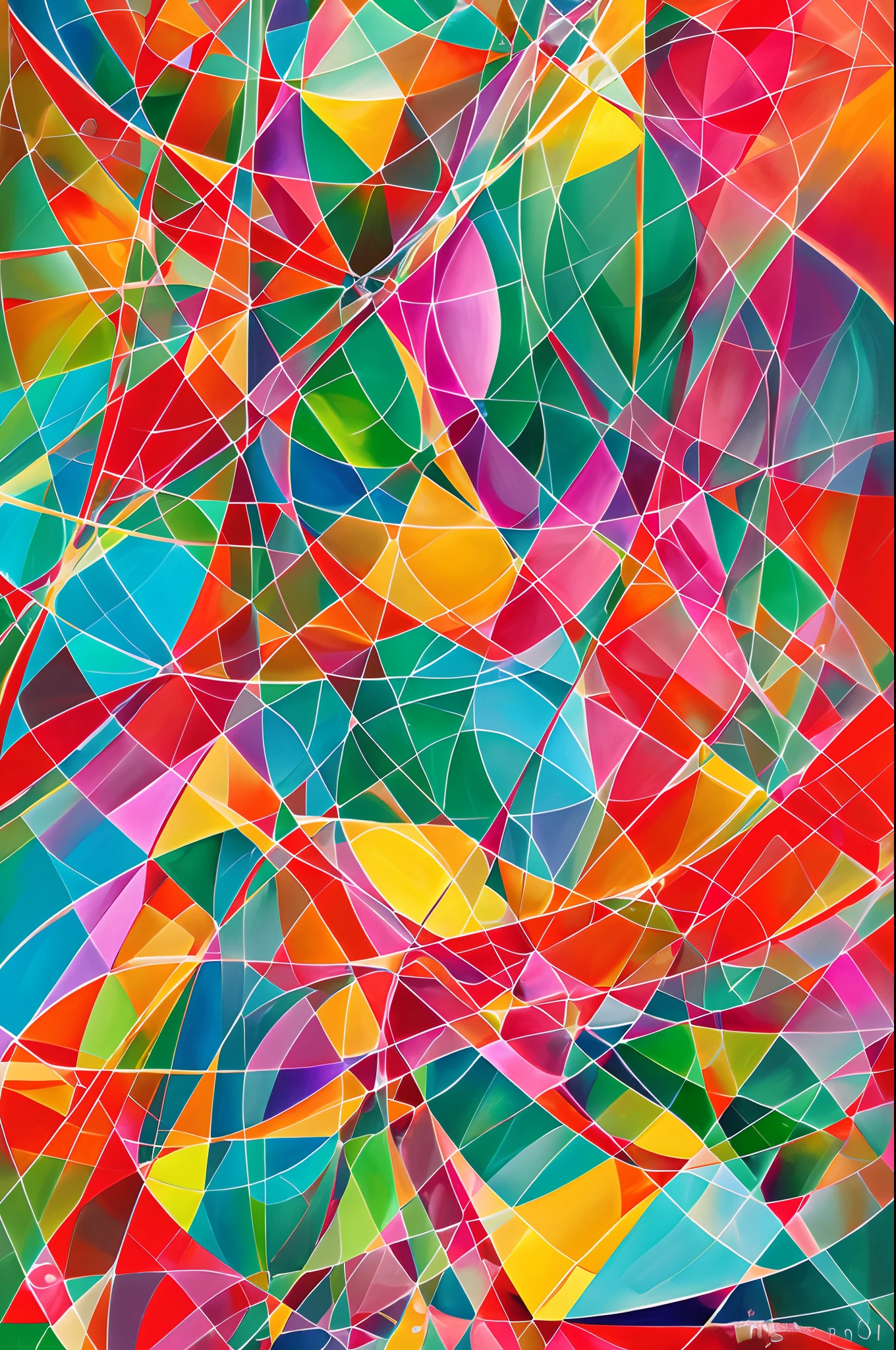 Colorful Abstract Geometric Modern Christmas Theme Painting 9:16 resolution --auto --s2