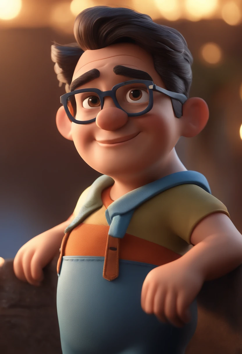 Cartoon character of a man with black glasses and a blue shirt, animation character, Caractere estilizado, animation style rendering, 3D estilizado, Arnold Maya render, 3 d render stylized, toon render keyshot, Personagem 3D, Personagem 3D, 3d rendering stylized, 3 d character render, personagem de desenho animado, Personagem de close up, Pose de personagem,  (Estilo Pixar) (master part:1.2) (Bokeh) (best quality) (pele detalhada) (textura detalhada) (8k) (argila) (Cinematic lighting) (foco nítido