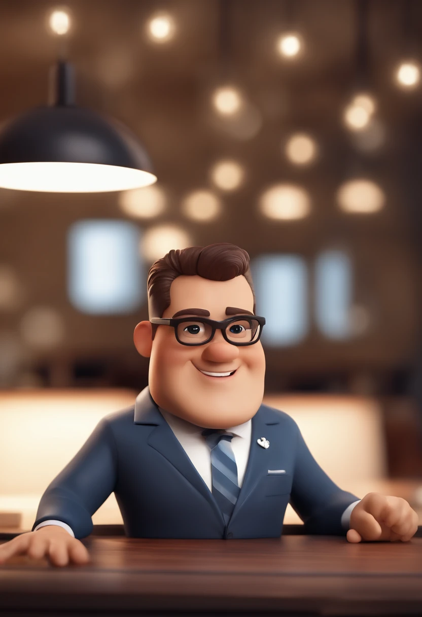 Pixar animation style, Smiling man in a suit standing in front of a table, retrato corporativo profissional, retrato corporativo, imagem profissional, wearing business suit, Advogado curdo, foto profissional bem iluminada, Raphael Personnaz, Retrato Corporativo, foto de perfil profissional, Cristiano Orrillo, david rios ferreira, Alessandro Barbucci placeholder image, foto de perfil profissional, Mohamed Chahin, Professional portraita man with black glasses and a blue shirt, animation character, Caractere estilizado, animation style rendering, 3D estilizado, Arnold Maya render, 3 d render stylized, toon render keyshot, Personagem 3D, Personagem 3D, 3d rendering stylized, 3 d character render, personagem de desenho animado, Personagem de close up, Pose de personagem, (Estilo Pixar) (master part:1.2) (Bokeh) (best quality) (pele detalhada) (textura detalhada) (8k) (argila) (Cinematic lighting) (foco nítido