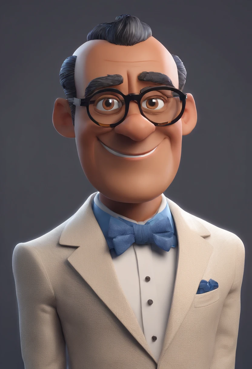 Cartoon character of a man with black glasses and a blue shirt, animation character, Caractere estilizado, animation style rendering, 3D estilizado, Arnold Maya render, 3 d render stylized, toon render keyshot, Personagem 3D, Personagem 3D, 3d rendering stylized, 3 d character render, personagem de desenho animado, Personagem de close up, Pose de personagem, (Estilo Pixar) (master part:1.2) (Bokeh) (best quality) (pele detalhada) (textura detalhada) (8k) (argila) (Cinematic lighting) (foco nítido