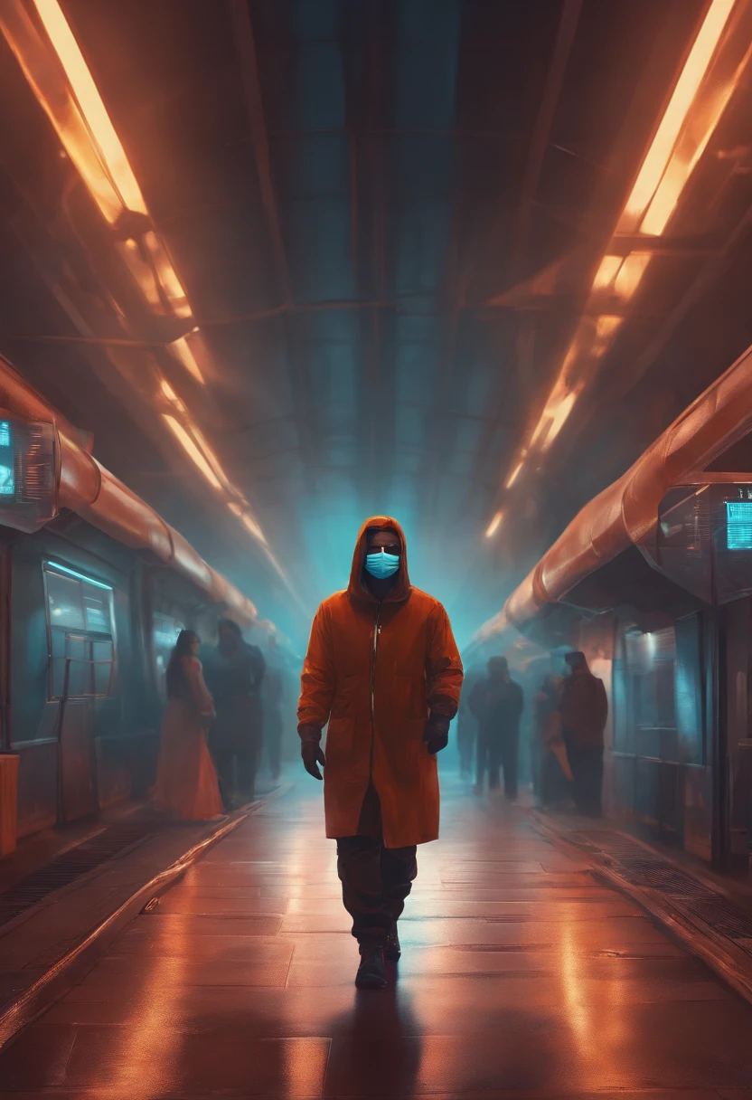 Me of a 2D Male Character Wearing Mask in a Pandemic Background Environment