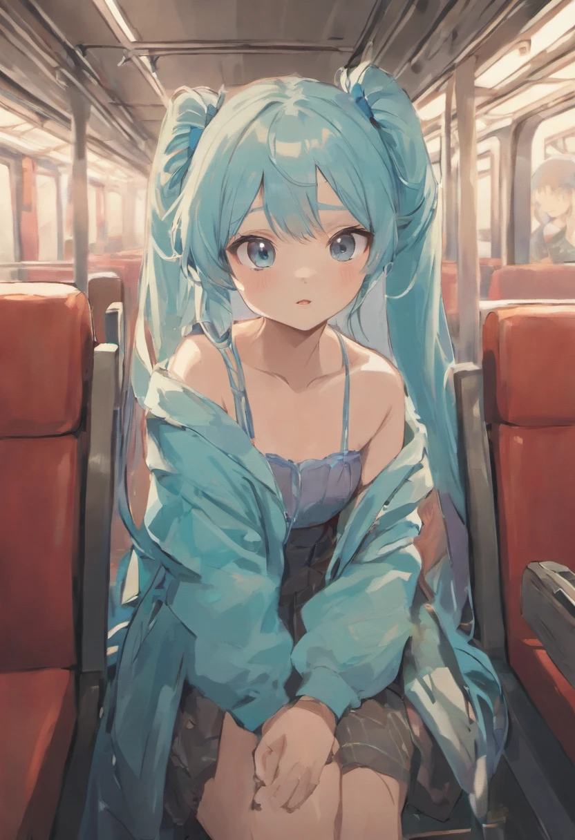 (1girl:1.6),(cute, flirty, cheerful :1.1),ars old,RAW portrait of (japanese girls),(kkw-ph1,photorealistic:1.2),ultra high res,(bright lighting:1.2),ray tracing, diaphanous clothing 
BREAK
,on train,sitting on seat,(panty shot:1.1),thigh,
BREAK
(natural skin texture,detailed skin, hyperrealism,ultra sharpness),(intricate details),Depth of field,blue hair,long hair,twintail hair