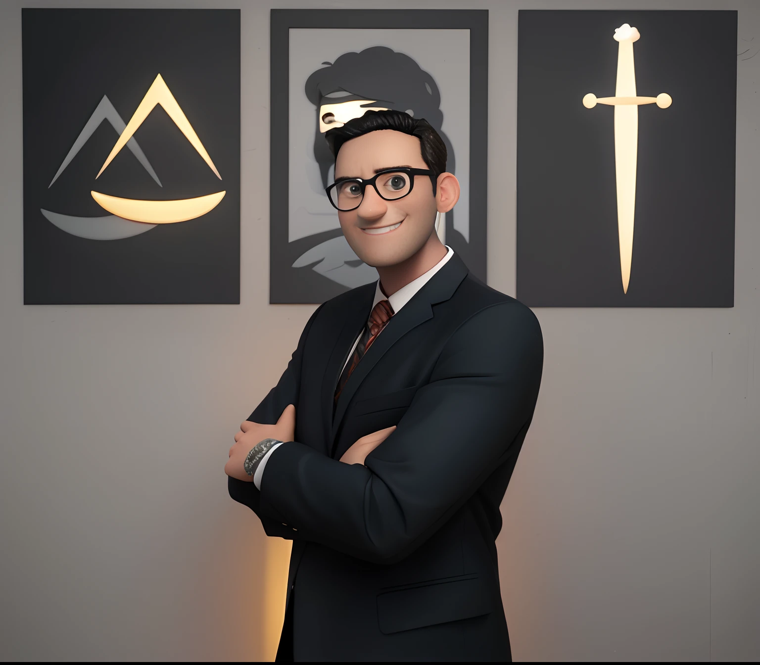 Recreate the image in Pixar Animation Style, Smiling man wearing business suit, Lawyer Animation Character, Caractere estilizado, animation style rendering, 3D estilizado, Arnold Maya render, 3d stylized rendering, toon render keyshot, Personagem 3D, Personagem 3D, 3d rendering stylized, 3 d character render, personagem de desenho animado, Personagem de close up, Pose de personagem, (Estilo Pixar) (master part:1.2) (Bokeh) (melhor qualidade) (pele detalhada) (textura detalhada) (8k) (argila) (Cinematic lighting) (foco nítido