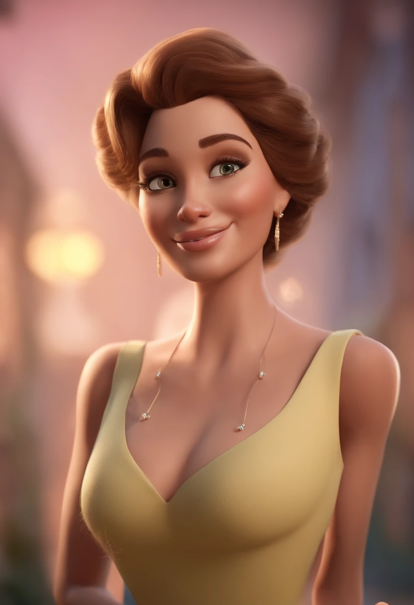 a beautiful picture of emma_watson, detailed skin texture,masterpiece, photorealistic, woman, 4k, light, RAW color photo,(fully in frame:1.1), (goosebumps:0.5), detailed face,subtle smile,wearing a golden gala dress ,night city, cleavage, sexy