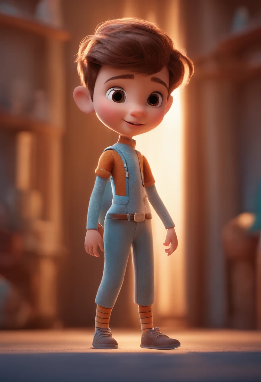 a happy cute standing short hair, vestindo uma fantasia espacial, , fundo branco, barnet, Tom, Estilo Pixar, ....3d, desenhos animados, rosto detalhado, asymmetrical 16k