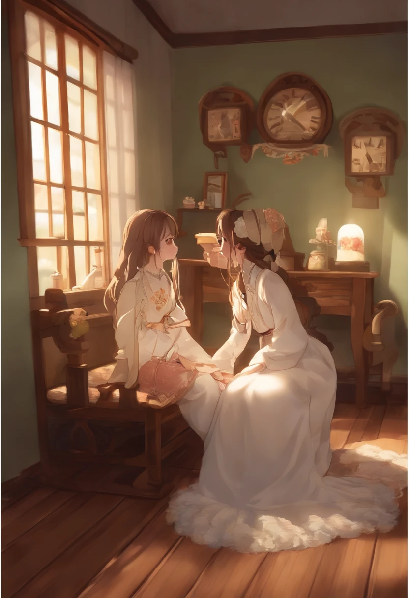 Girl in twilight in candlelit room
