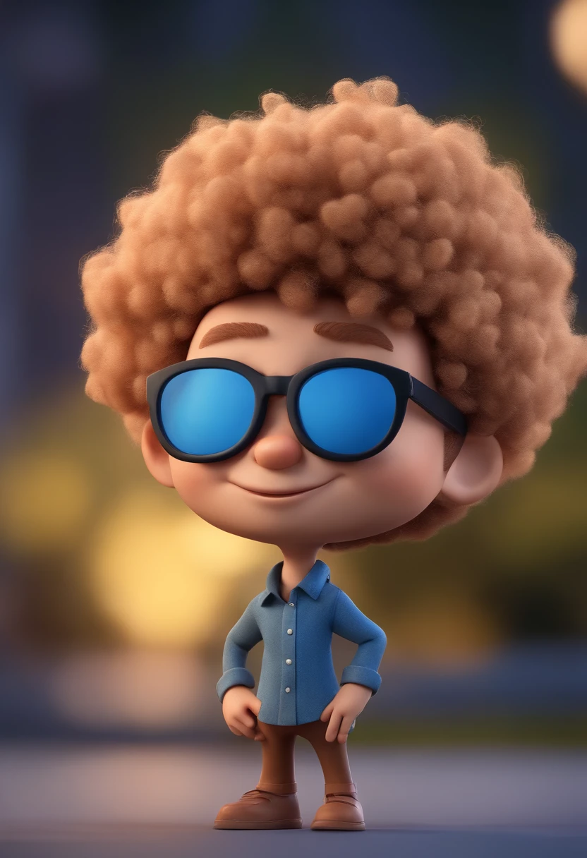 Cartoon character of a man wearing black glasses and a blue shirt, um personagem animado, Caractere estilizado, animation style rendering, 3D estilizado, Arnold Maya render, 3 d render stylized, toon render keyshot, Personagem 3D, Personagem 3D, 3d rendering stylized, 3 d character render, personagem de desenho animado, Personagem de close up, Pose de personagem, (Estilo Pixar) (master part:1.2) (Bokeh) (best quality) (pele detalhada) (textura detalhada) (8k) (argila) (Cinematic lighting) (foco nítido,Senta e vaza a parte superior do corpo