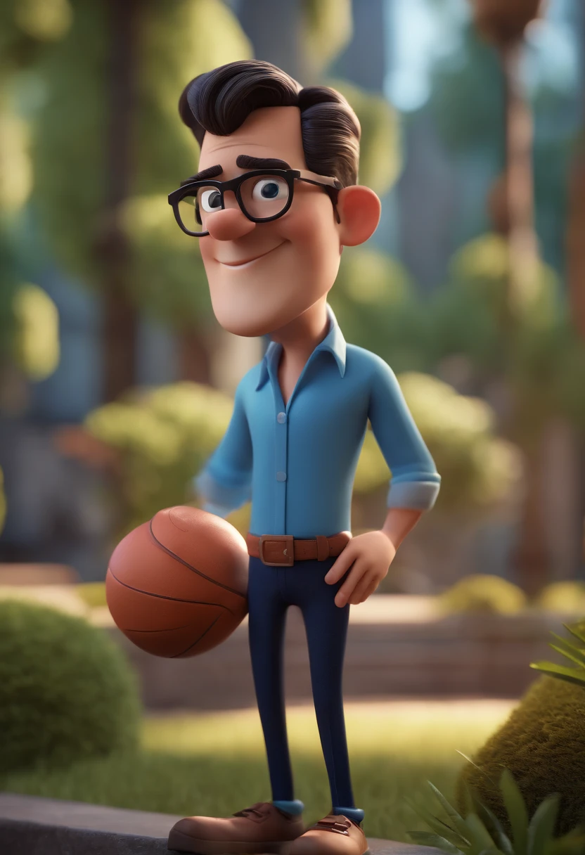 Cartoon character of a man with black glasses and a blue shirt, animation character, Caractere estilizado, animation style rendering, 3D estilizado, Arnold Maya render, 3 d render stylized, toon render keyshot, Personagem 3D, Personagem 3D, 3d rendering stylized, 3 d character render, personagem de desenho animado, Personagem de close up, Pose de personagem, (Estilo Pixar) (master part:1.2) (Bokeh) (best quality) (pele detalhada) (textura detalhada) (8k) (argila) (Cinematic lighting) (foco nítido