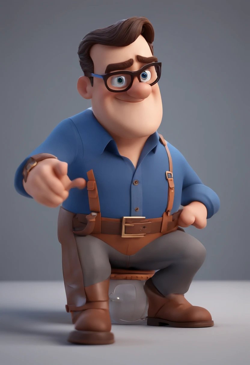 Cartoon character of a man with black glasses and a blue shirt, animation character, Caractere estilizado, animation style rendering, 3D estilizado, Arnold Maya render, 3 d render stylized, toon render keyshot, Personagem 3D, Personagem 3D, 3d rendering stylized, 3 d character render, personagem de desenho animado, Personagem de close up, Pose de personagem, (Estilo Pixar) (master part:1.2) (Bokeh) (best quality) (pele detalhada) (textura detalhada) (8k) (argila) (Cinematic lighting) (foco nítido