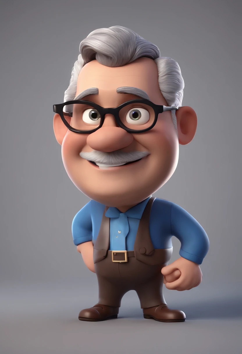 Cartoon character of a man with black glasses and a blue shirt, animation character, Caractere estilizado, animation style rendering, 3D estilizado, Arnold Maya render, 3 d render stylized, toon render keyshot, Personagem 3D, Personagem 3D, 3d rendering stylized, 3 d character render, personagem de desenho animado, Personagem de close up, Pose de personagem,  (Estilo Pixar) (master part:1.2) (Bokeh) (best quality) (pele detalhada) (textura detalhada) (8k) (argila) (Cinematic lighting) (foco nítido