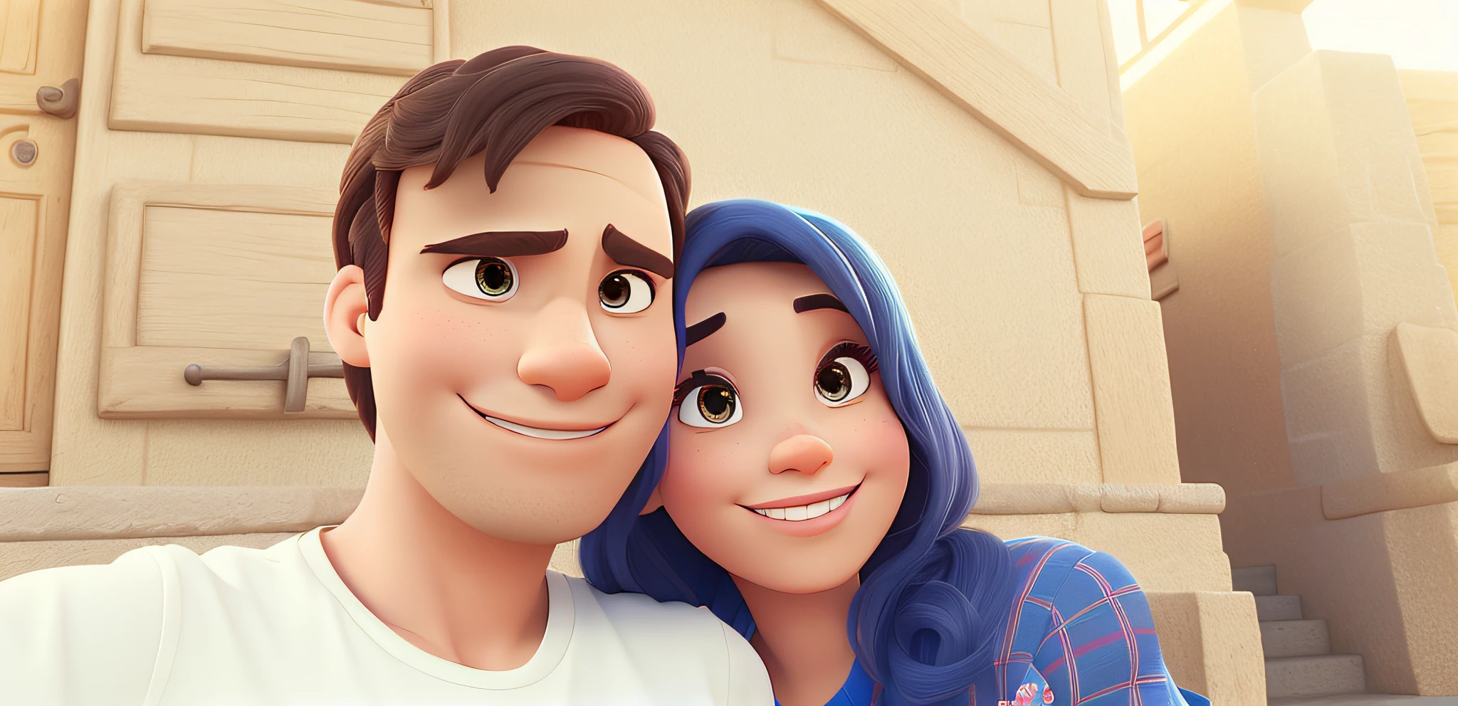 casal homem e mulher no estilo Disney Pixar, alta qualidade, melhor qualidade