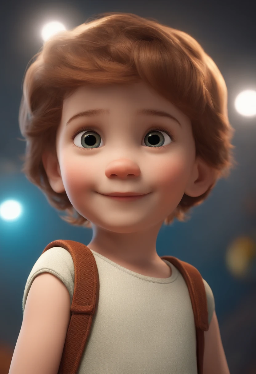 a happy cute standing short hair, vestindo uma fantasia espacial, , fundo branco, barnet, Tom, Estilo Pixar, ....3d, desenhos animados, rosto detalhado, asymmetrical 16k