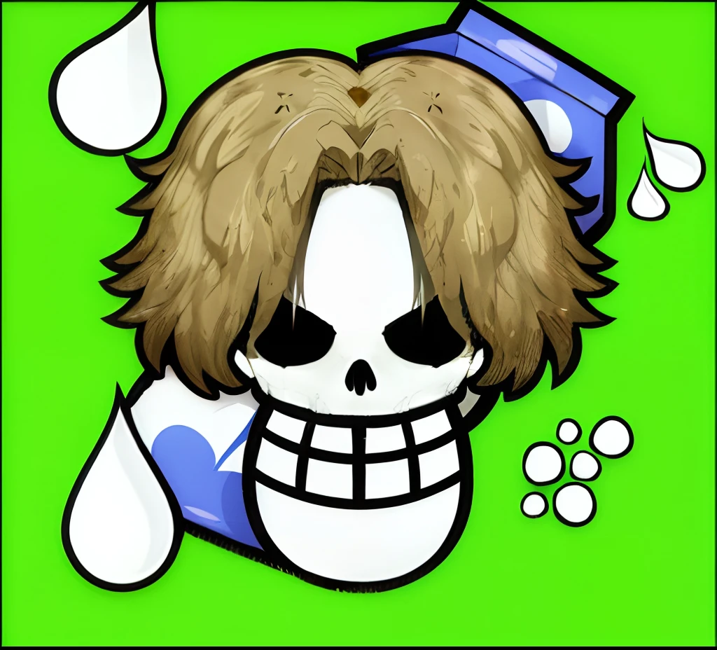 cartoon drawing of a girl with a hairdo and a box of pills, sanji, ((skull)), [[[[grinning evily]]]], greasy hair, [ digital art ]!!, poison dripping, one piece style, raining!!, died hair, clean cel shaded, from one piece, one piece artstyle, his head is a skull