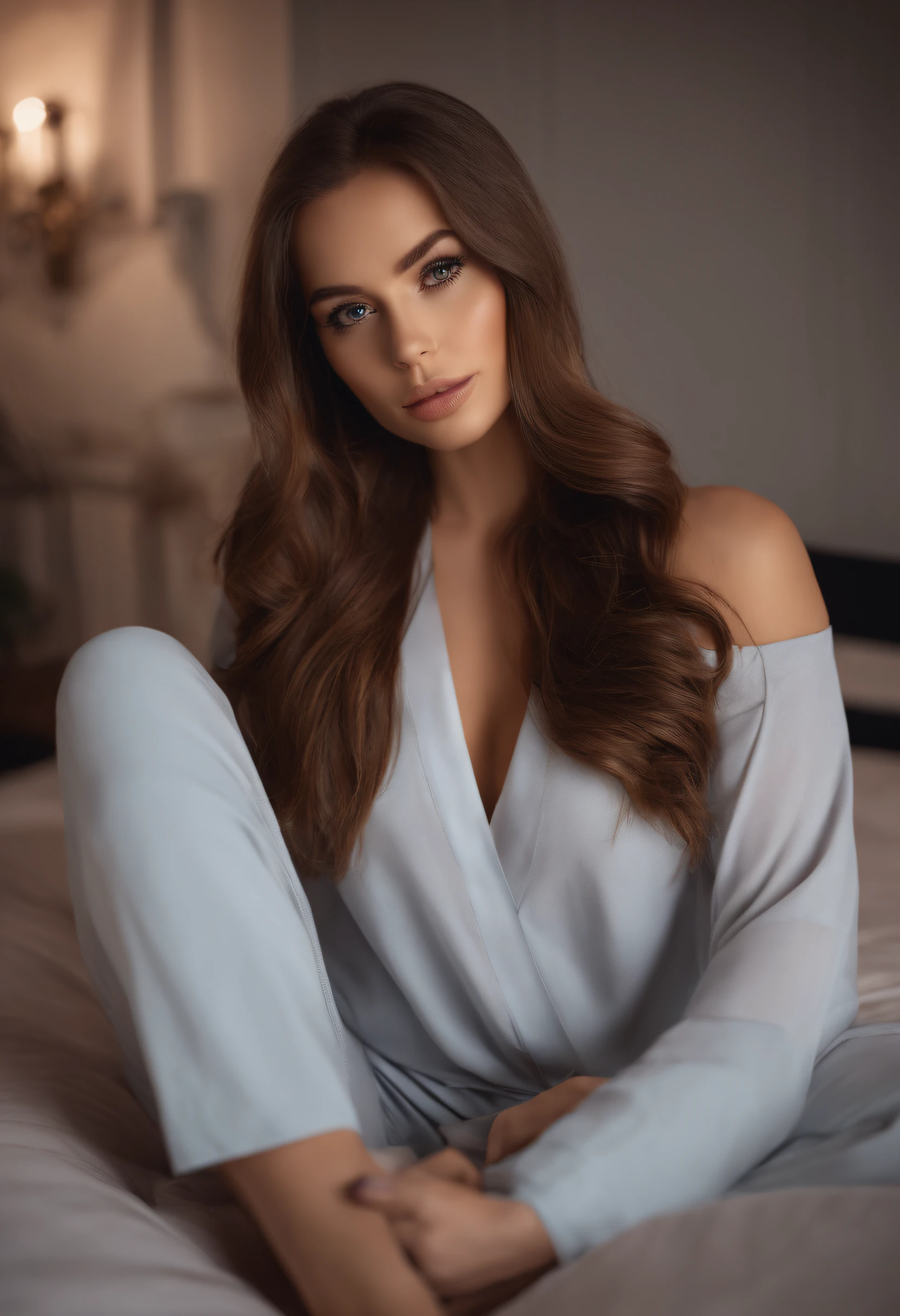 A stunning curvy model, skinny waist, wearing pyjamas, pulled so tight barely hide her big ass, side view,