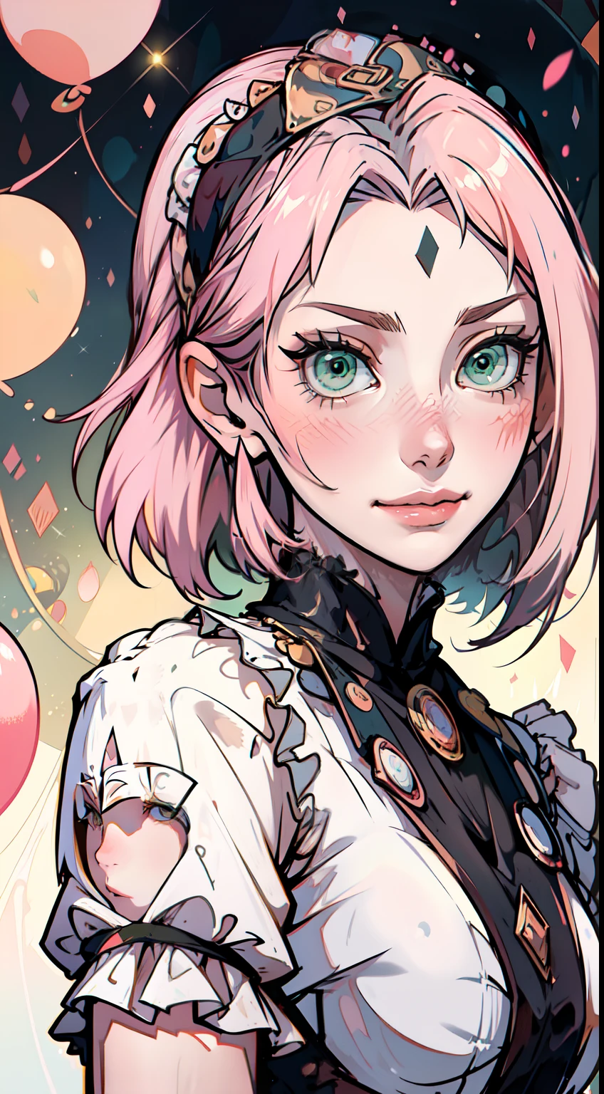 Arte Splash. uma garota. Solo, segurando uma placa em branco. Sakura, A mulher magra de cabelos curto e rosa possui detalhes delicados, (ela tem cabelo rosa) , ((Sakura, cabelo rosa))!!!!!!!!!!. ((Ela esta olhando para o espectador, sorrindo)). (imagem dramatica!!!!!!!!!!!), feliz, alta resolução. highes definition. noite. alta resolução. highes definition.personagem de anime por Alexander Jansson, Lois van Baarle,Dom Bluth, Liga das Lendas. disco Rigido. detalhado.