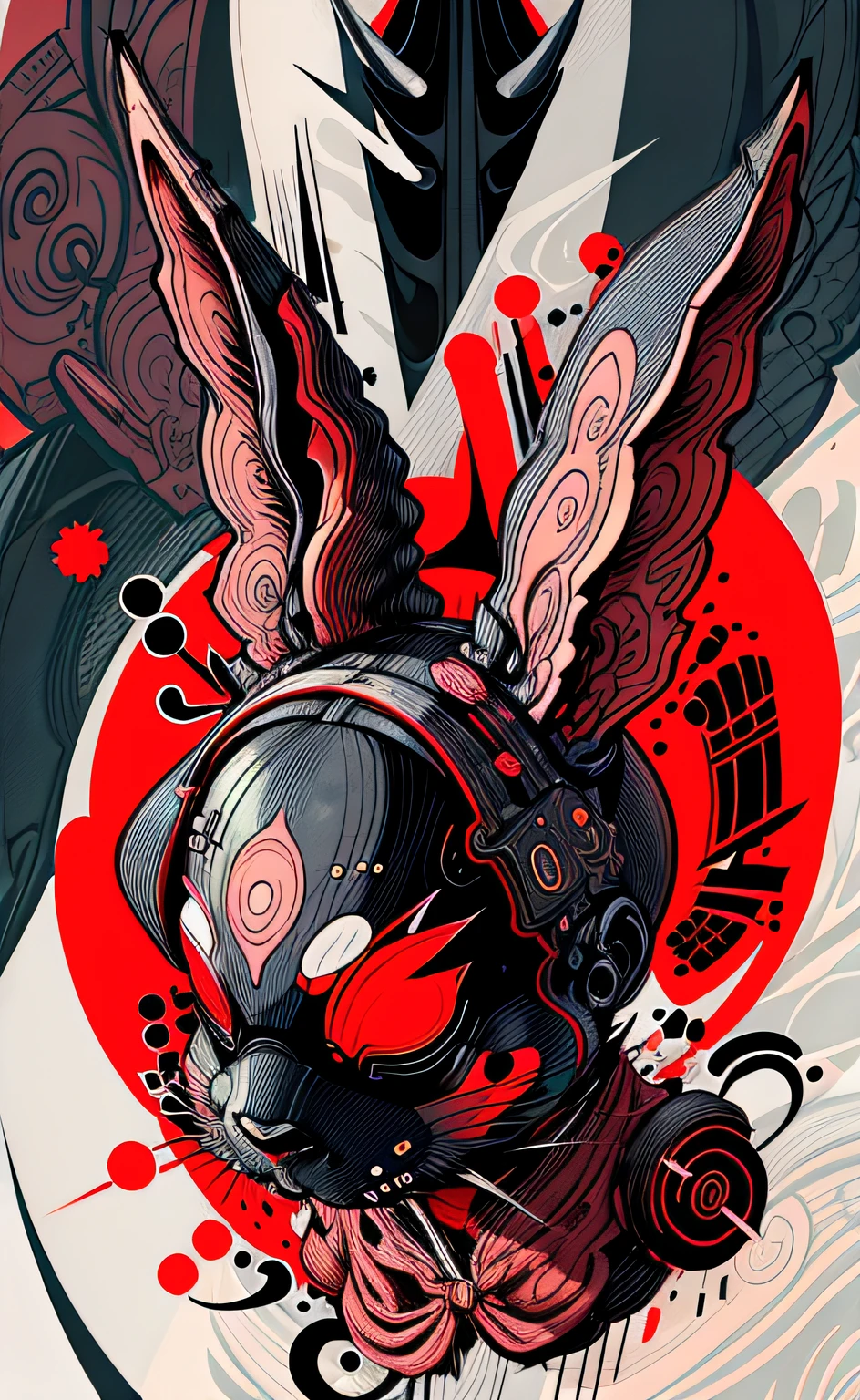 bunny, A rabbit head, ilustrador, master part, alta qualidade, 8k, high resolution, alto detalhamento, japanesepopartstyle, 4k, highes definition, black background