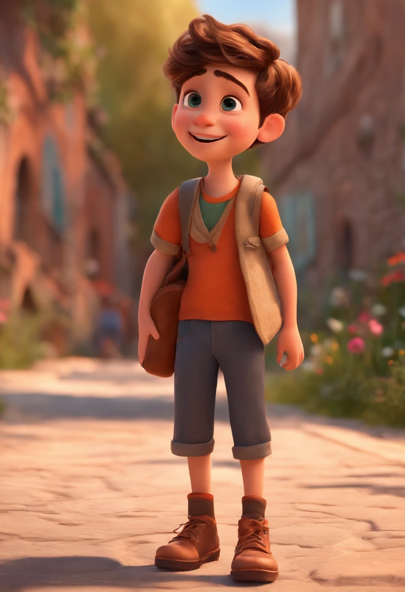 Image of a boy for a story in a YouTube video in Pixar format, He's the allabester, He's the class leader, He's outgoing, Playful and gets up for a lot of things