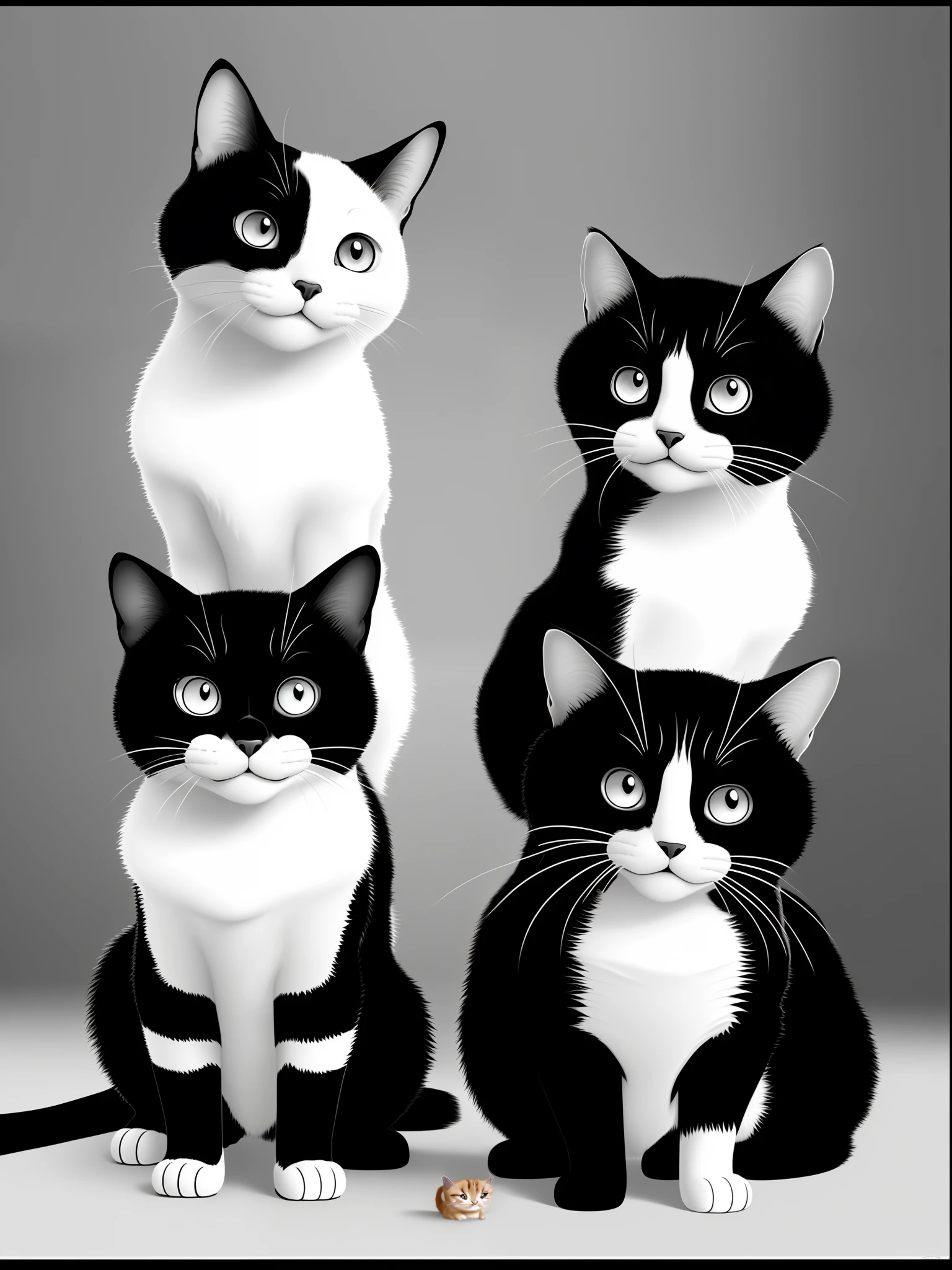 Deux chats noir et blanc poil court affiche Disney pixar