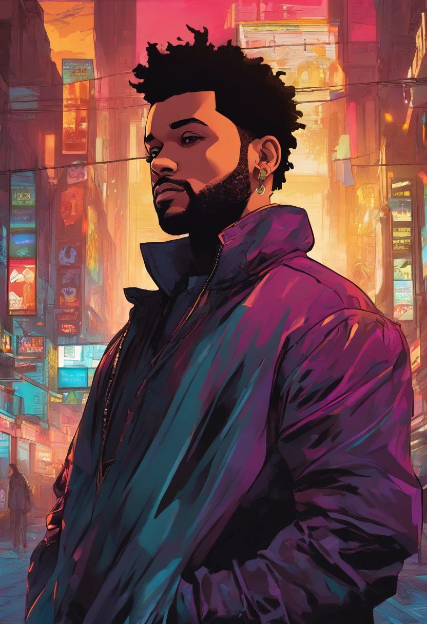 (best quality,4k,8k,highres,masterpiece:1.2),ultra-detailed,(realistic,photorealistic,photo-realistic:1.37),The weeknd,neon 3D style,minimalist city,selfie photo,futuristic,front view,cityscape in the background,neon lights,glowing signs,The weeknd's face in detail,detailed hair,stylish outfit,shiny sunglasses,vibrant colors,smooth skin texture,perfectly defined facial features,confident expression,intense gaze,unique lighting effects,reflective surfaces,atmospheric shadows,eerie atmosphere,modern and edgy vibe